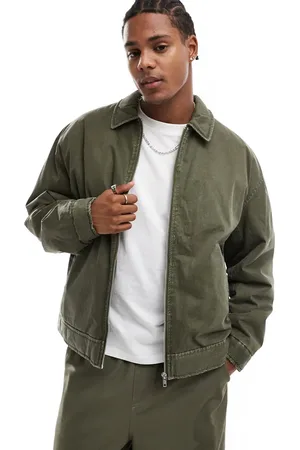 ASOS Oversized harrington jacket in washed khaki