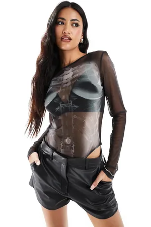 ASOS Long sleeve mesh bodysuit in skeleton print