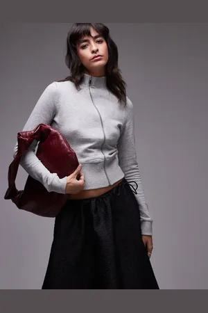 MANGO Aysmmetric zip high neck jumper in