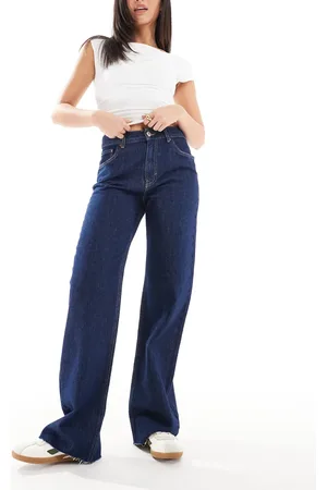 Pull&Bear High rise straight leg jean in dark rinse