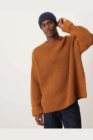 ASOS Oversized wool mix heavyweight rib knitted jumper with in tan