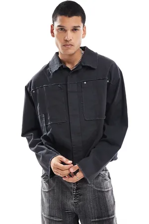 COLLUSION Boxy long sleeve raw hem shirt in