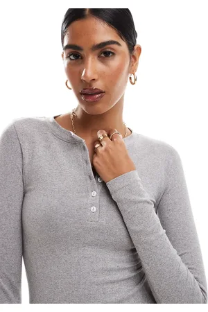 ASOS Seamless sculpting henley long sleeve top in marl