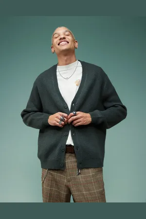 ASOS Oversized brushed knitted cardigan in charcoal