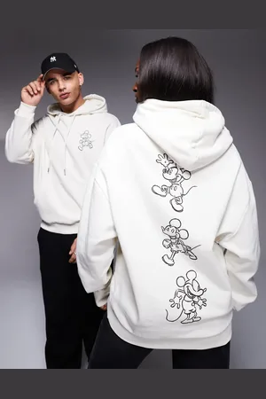 ASOS Disney unisex oversized hoodie with Mickey Mouse prints in beige