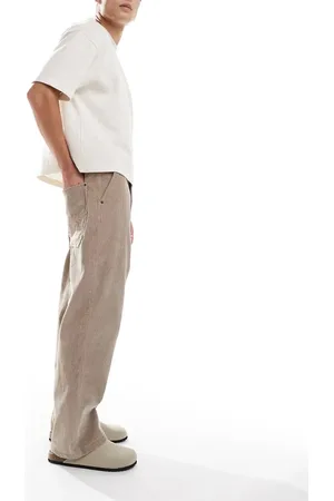 Bershka Cord wide leg trouser in camel