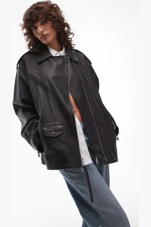 AllSaints Daylen relaxed leather biker jacket in