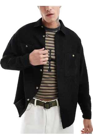 ASOS 90s oversized square collar textured shirt in
