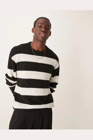 ASOS Oversized knitted jumper in and ecru stripe