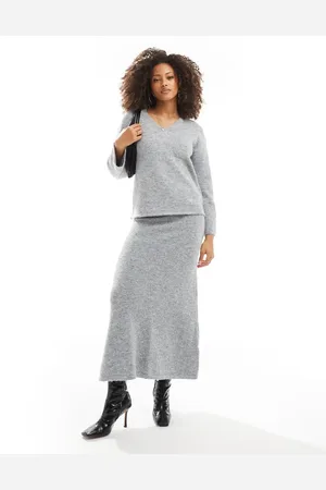 4th & Reckless Fluffy wool mix knitted maxi skirt co-ord in