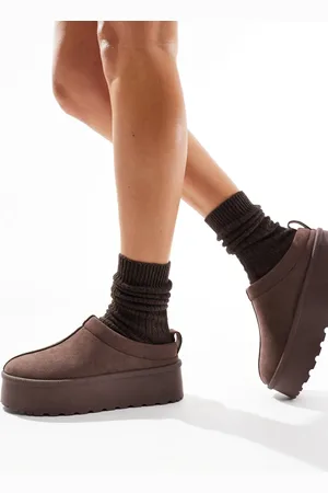 SEQWL Slip on flatform mules in chocolate