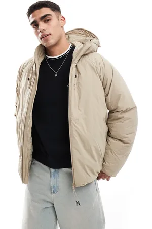 JACK & JONES Hooded puffer jacket with tech details in beige