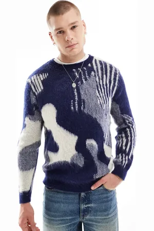 ASOS Extreme fluffy knitted jumper with ocean abstract pattern
