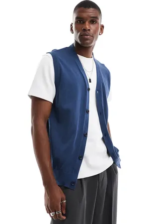 Threadbare Knitted button up waistcoat in denim