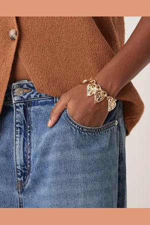 ASOS Bracelet with heart charms and T-bar in tone