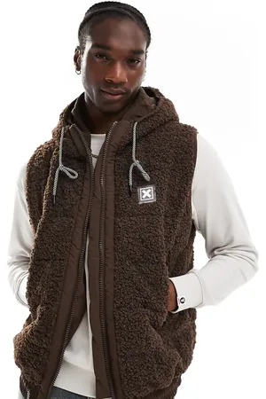 COLLUSION Borg gilet in brown