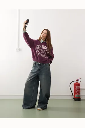 Wrangler Oversized printed sweatshirt in purple/burgundy