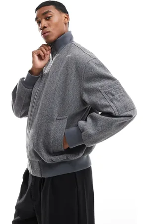 ASOS Wool look oversized bomber jacket with funnel neck in