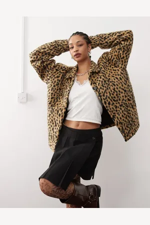 Obey Dottie leopard jacket in brown