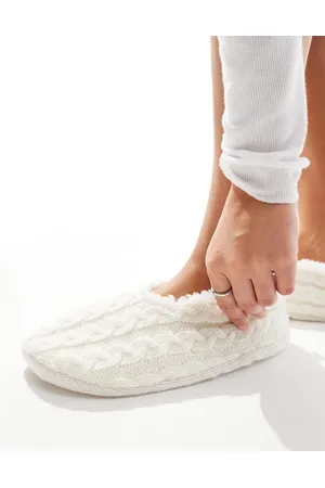 ASOS Zakki cable knit sock slippers in cream
