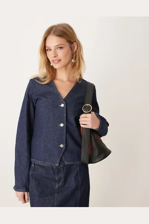 ASOS Seamed denim jacket with shaped sleeve in indigo