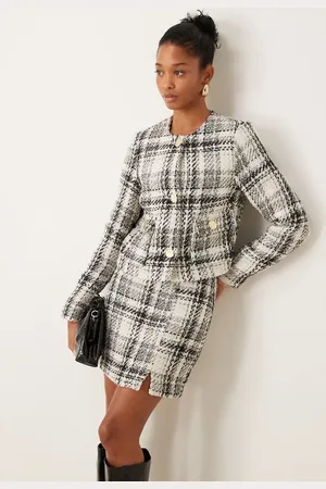 New Look Boucle cropped jacket co-ord in check