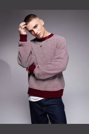 ASOS Oversized boxy fit knitted crew neck jumper with texture pattern in