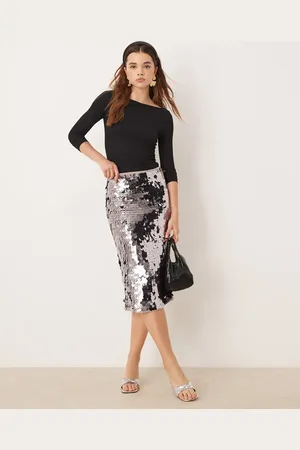 Abercrombie & Fitch High waisted sequin midi column skirt