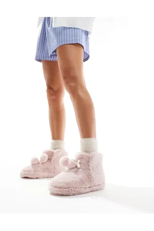 ASOS Zyla pom pom bootie slippers in