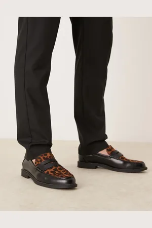 ASOS Penny loafers in with leopard print