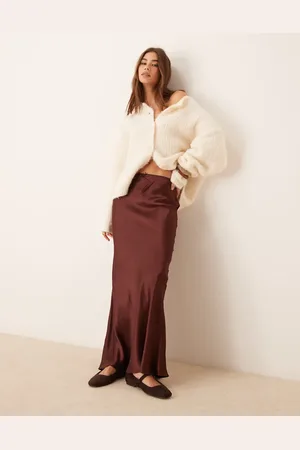 Miss Selfridge Satin bias bow detail maxi skirt