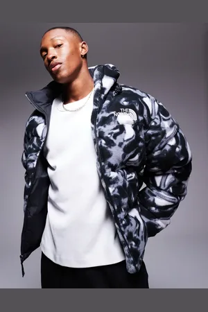 The North Face Nuptse puffer jacket in polar fleece liquid print