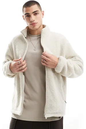 Threadbare Zip through borg fleece in ecru