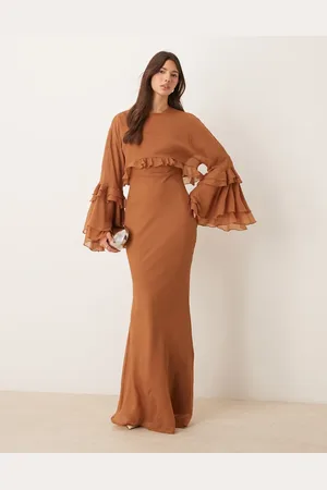 ASOS Batwing overlay bias maxi dress with ruffles in