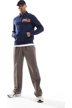 Ralph Lauren Chenile applique logo fleece half zip sweatshirt in