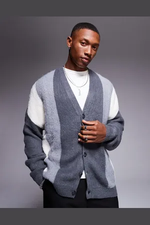ASOS Oversized boxy fit knitted cardigan with colourblock in