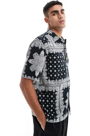 ASOS Relaxed shirt in textured bandana print in -