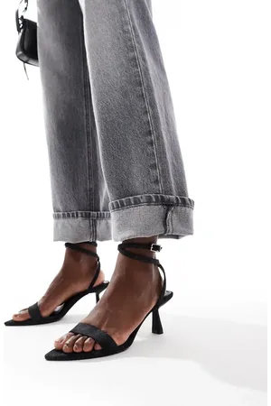 Bershka Strappy kitten heeled sandals in black