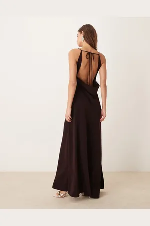 ASOS Crepe cami maxi dress with open back in dark plum