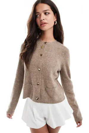 Pretty Lavish Knitted button detail cardigan in marl