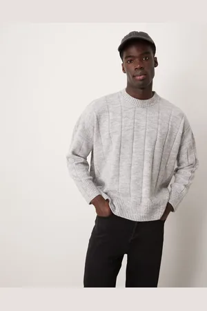 ASOS Super oversized boxy crew neck knitted jumper with wide rib in marl
