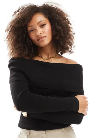Cotton On Cotton On everfine rib off shoulder crop knit jumper in