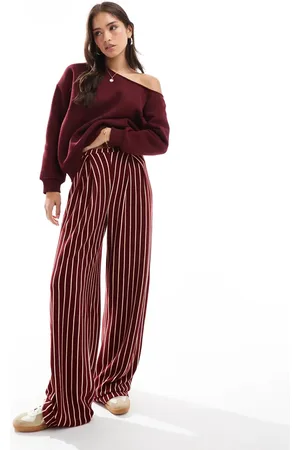 ASOS Tailored jogger in burgundy and white stripe