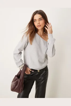 ASOS Asymmetric waffle long sleeve top in
