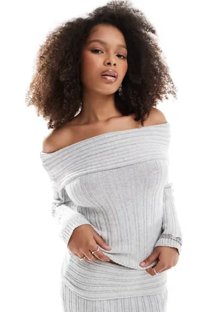 Pretty Lavish Cosy bardot rib knit jumper in co ord