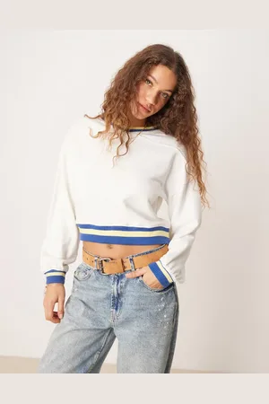 Free People Rio contrast trim cropped sweat in ivory