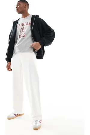 Pull&Bear Heavyweight wide leg joggers in ecru