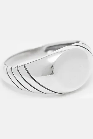 ASOS Sterling signet ring with embossing in tone