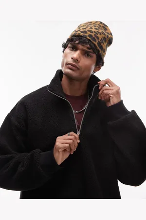 Topman 1/4 zip borg sweatshirt in