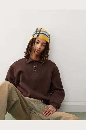 Reclaimed Rugby sweatshirt with embroidery in chocolate